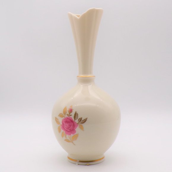 Vintage Lenox Rose Cream and Gold Vase - Picture 9 of 12
